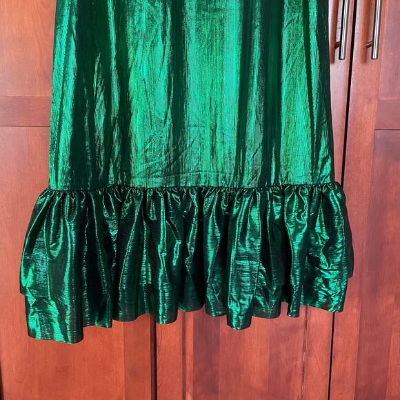 Pomander Place Emerald Crinkle Lurex Lillith Dress Maxi Green Size XL NEW - Picture 5 of 10